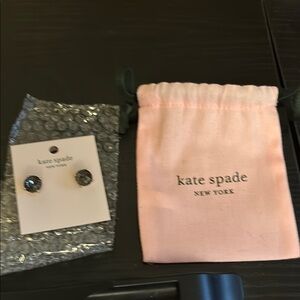 Kate Spade Sparkling Stud Earrings with Pink Pouch